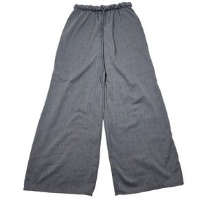 Urban Renewal Urban Outfitters Pinstripe Wide Leg Pants M Gray Drawstring USA